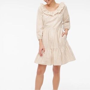 J.Crew Seersucker Ruffleneck Gingham Mini DressSuze 14